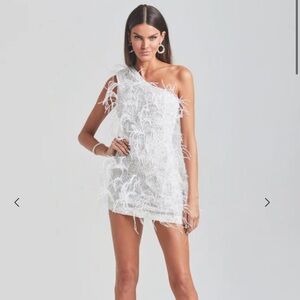 Retrofete Sina Feather Dress White size Small